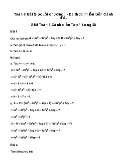 Giải Toán 8 Bài tập cuối chương I | Cánh diều