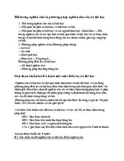 Đối tượng nghiên cứu và phương pháp nghiên cứu của xã hội học học phần Xã hội học pháp luật