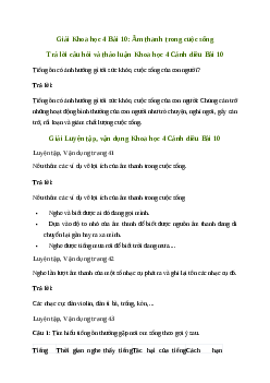 Giải Khoa học lớp 4 Bài 10: Âm thanh trong cuộc sống | Cánh diều