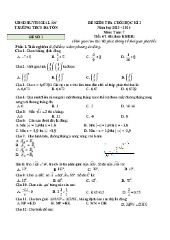 Đề cuối học kì 1 Toán 7 năm 2023 – 2024 trường THCS Đa Tốn – Hà Nội