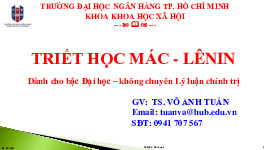 Bài giảng chương 2 Triết học mác lênin | Trường Đại học Ngân hàng Thành phố Hồ Chí Minh