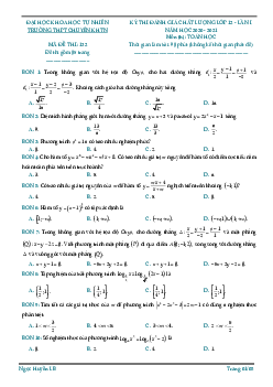 Đề đánh giá chất lượng Toán 12 lần 1 năm 2020 – 2021 trường chuyên KHTN – Hà Nội