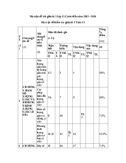 Ma trận đề thi giữa học kì 1 lớp 11 sách Cánh diều