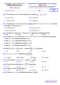 Đề thi thử TN THPT 2024 môn Toán lần 1 trường THPT Nam Cao – Hà Nam
