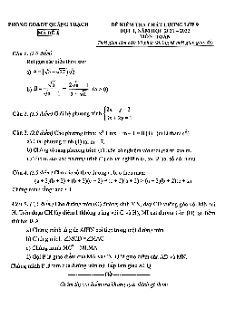 Đề kiểm tra Toán 9 đợt 1 năm 2021 – 2022 phòng GD&ĐT Quảng Trạch – Quảng Bình