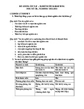 Đề cương ôn tập Môn Nghiên cứu Marketing | Đại học Kinh tế và Quản trị kinh doanh, Đại học Thái Nguyên