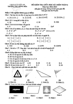 Đề giữa học kì 1 Toán 6 năm 2022 – 2023 trường THCS Đồng Hòa – Hải Phòng
