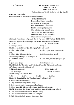 Đề thi giữa học kỳ 1 Ngữ văn 8 kết nối tri thức (có đáp án) Đề 2