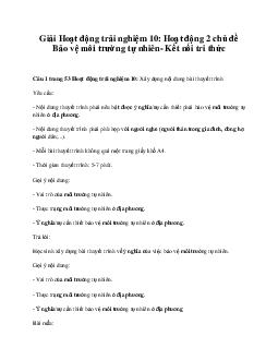 Giải Hoạt động trải nghiệm 10: Hoạt động 2 chủ đề 8 Kết Nối Tri Thức