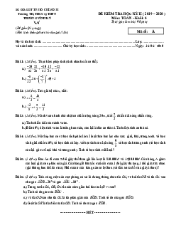 Đề kiểm tra học kỳ 2 Toán 6 năm 2019 – 2020 trường Trương Vĩnh Ký – TP HCM