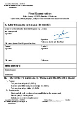 Đề thi cuối kỳ học phần Engineering Drawing | Trường Đại học Quốc tế, Đại học Quốc gia Thành phố Hồ Chí Minh
