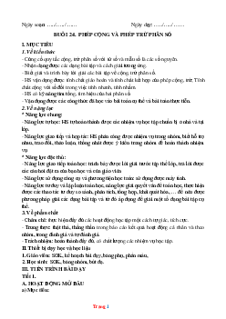Giáo án Toán 6 bài 25: Phép cộng và phép trừ phân số