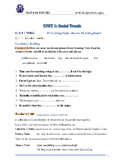 Unit 1 - Listening Exercises on Social Trends and Vocabulary môn Tiếng Anh cơ bản 2 | Trường đại học Mở Hà Nội