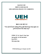 báo cáo dự án “Các yếu tố ảnh hưởng đến quyết định lựa chọn quán cà phê của sinh viên hiện nay” | Môn kinh tế vĩ mô
