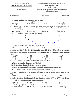 Đề thi thử TN THPT 2023 lần 1 môn Toán trường THPT Hàn Thuyên – Bắc Ninh