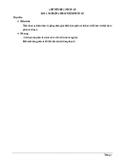 Chuyên đề mở rộng khái niệm phân số Toán 6