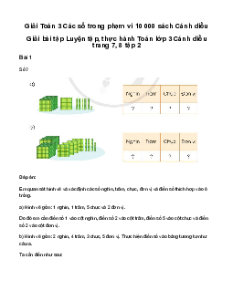 Các số trong phạm vi 10 000 (tiếp theo): Giải bài tập Luyện tập, thực hành Toán lớp 3 Cánh diều trang 7, 8 tập 2