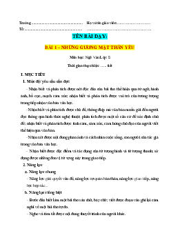 Giáo án Ngữ văn 8 Chân trời sáng tạo bài 1 Những gương mặt thân yêu
