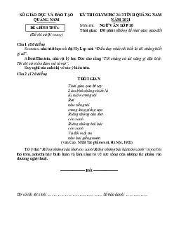 Đề thi Olympic Ngữ Văn 10 Sở GD&ĐT Quảng Nam 2021 (Có đáp án)
