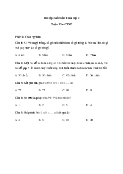 Bài tập cuối tuần Toán lớp 3 Chân trời sáng tạo - Tuần 13