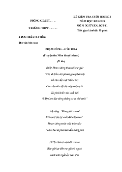 Đề thi học kì 1 môn Ngữ văn 11 năm 2023 - 2024 sách Chân trời sáng tạo | đề 4