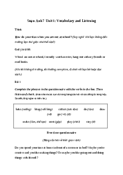 Giải Tiếng Anh 7 Unit 1: Vocabulary and Listening | Friends Plus