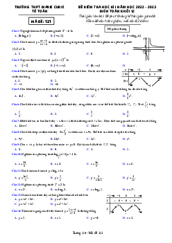 Đề học kì 1 Toán 12 năm 2022 – 2023 trường THPT Marie Curie – TP HCM