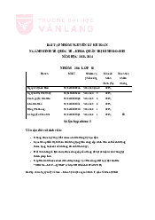 Bài tập nhóm về Nguyên lý kế toán - Quản trị Kinh doanh | Đại học Văn Lang