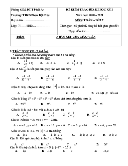 Đề thi giữa kì 1 Toán 7 năm 2020 – 2021 trường THCS Phan Bội Châu – Quảng Nam