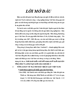 Tiểu luận " Giải pháp chiến lược đẩy mạnh xuất khẩu gạo của tổng công ty lương thực miền nam VINAFOOD 2" | Đại học Thăng Long