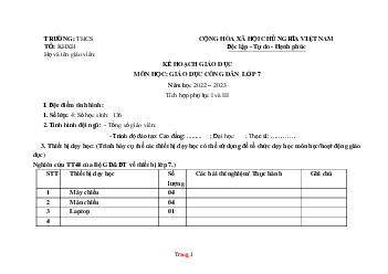 Kế hoạch giáo dục môn GDCD lớp 7 kết nối tri thức