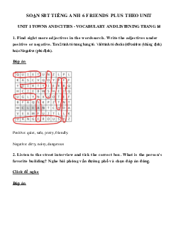 Sách bài tập tiếng Anh 6 Unit 1 Towns and Cities Vocabulary & listening trang 14 - Chân trời sáng tạo