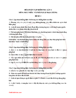 Đề thi Pháp luật đại cương luyện tập kiểm tra lần 2 (có đáp án)