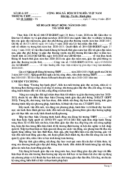Kế hoạch hoạt động tổ sinh học năm 2020-2021