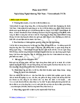 Phân Tích SWOT Vietcombank | Đại học Ngoại Thương