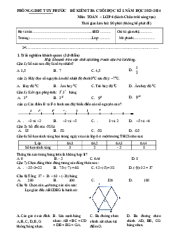 Đề cuối kì 1 Toán 6 CTST năm 2023 – 2024 phòng GD&ĐT Tuy Phước – Bình Định