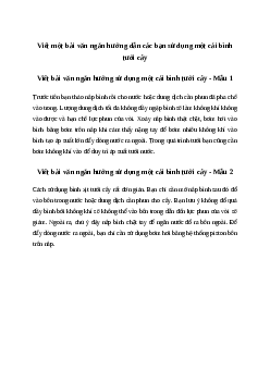 Viết bài văn hướng sử dụng một cái bình tưới cây | Văn mẫu Tiếng việt 4| Cánh diều