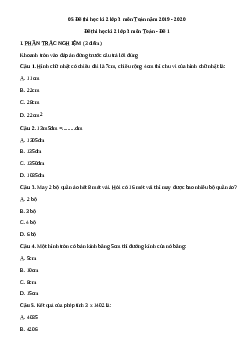 Top 05 Đề thi học kì 2 lớp 3 môn Toán năm 2024 | Chân trời sáng tạo