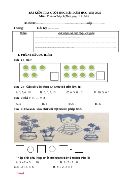 Đề thi học kì 1 Toán 1 Cánh Diều 2021-2022 (có đáp án và ma trận)