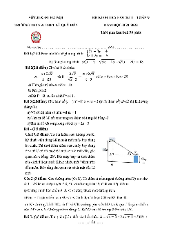 Đề thi HK1 Toán 9 năm 2021 – 2022 trường THCS & THPT Lê Quý Đôn – Hà Nội
