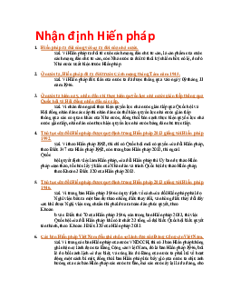 Câu hỏi nhận định môn Luật Hiến pháp có lời giải chi tiết