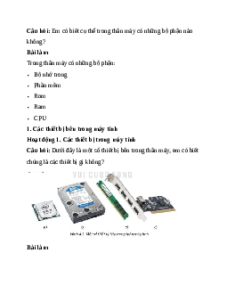 Giải Bài 4: Bên trong máy tính | Tin học 11 Kết nối tri thức