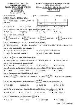 Đề thi học kỳ 2 Toán 10 năm 2018 – 2019 trường THPT Nguyễn Hiền – Đà Nẵng