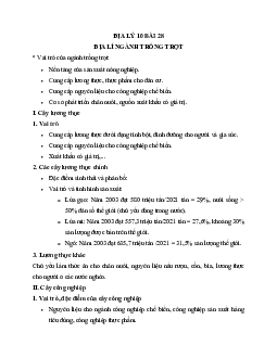 Tóm tắt lý thuyết Địa lý 10 bài 28