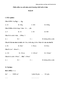 Bài tập cuối tuần Toán lớp 4 Kết nối tri thức - Tuần 10 (Nâng cao)