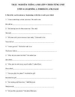 Bài tập tiếng Anh 9 Unit 4 Learning A Foreign Language
