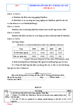 Đề thi giữa học kỳ 2 Địa 11 (Có đáp án) - Đề 3