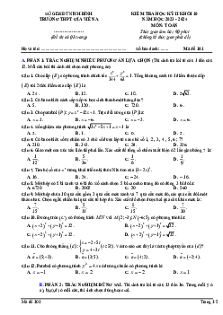 Đề học kỳ 2 Toán 10 năm 2023 – 2024 trường THPT Gia Viễn A – Ninh Bình