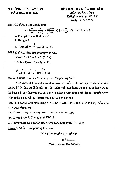 Đề kiểm tra giữa học kỳ 2 Toán 8 năm 2021 – 2022 trường THCS Tây Sơn – Hà Nội