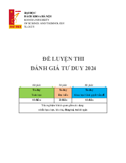 Đề luyện thi đánh giá tư duy Đại học Bách Khoa Hà Nội 2024 - Đề 1 (có đáp án)